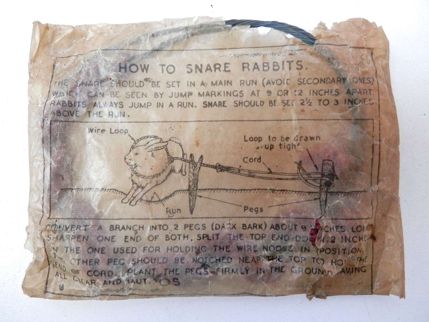 RAF escape & evasion kit rabbit snare