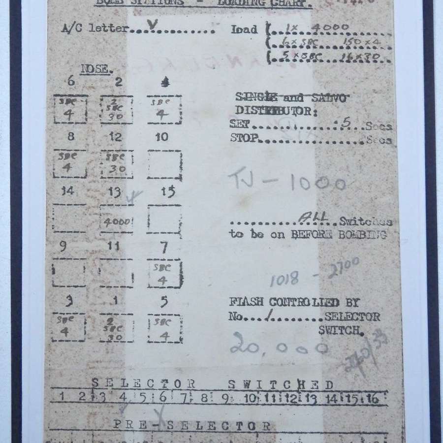 RAF bomb aimers chart signed by Arthur T Harris