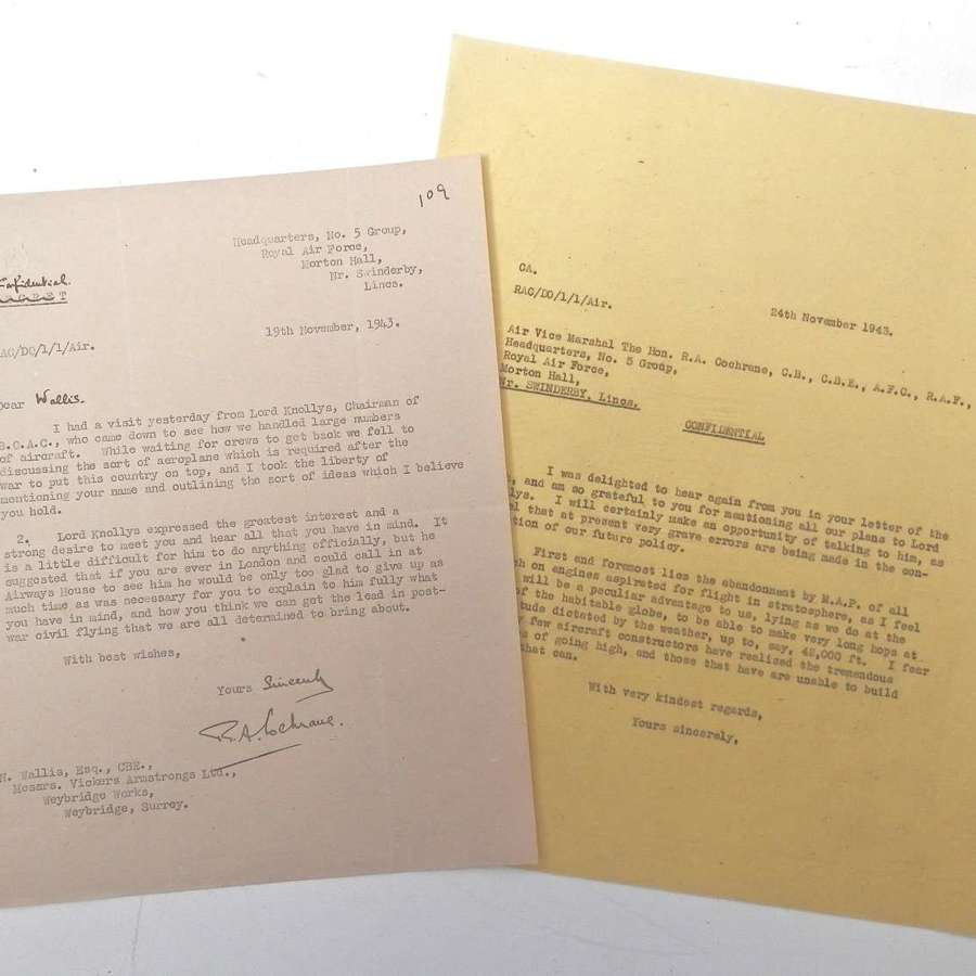Original AVM Ralph Cochrane wartime letter to Barnes Wallis