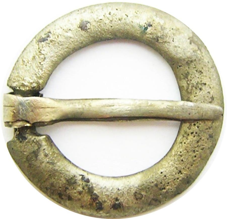 Simple Medieval silver ring brooch