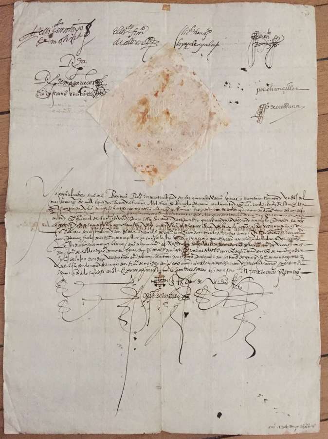 ARMADA related Manuscript King Philip II - Military Order of Santiago