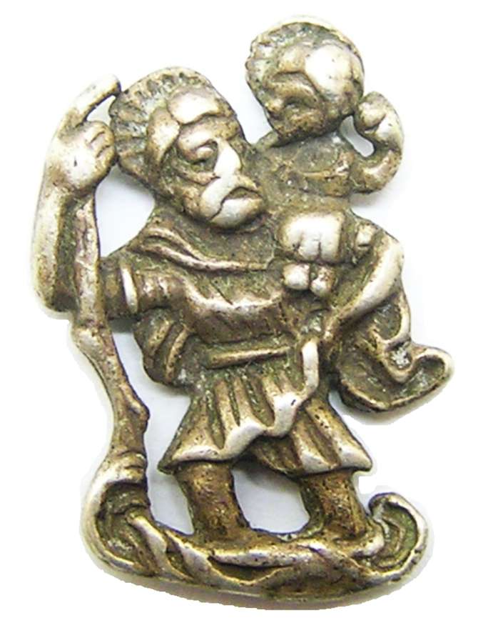 Medieval silver amulet of Saint Christopher