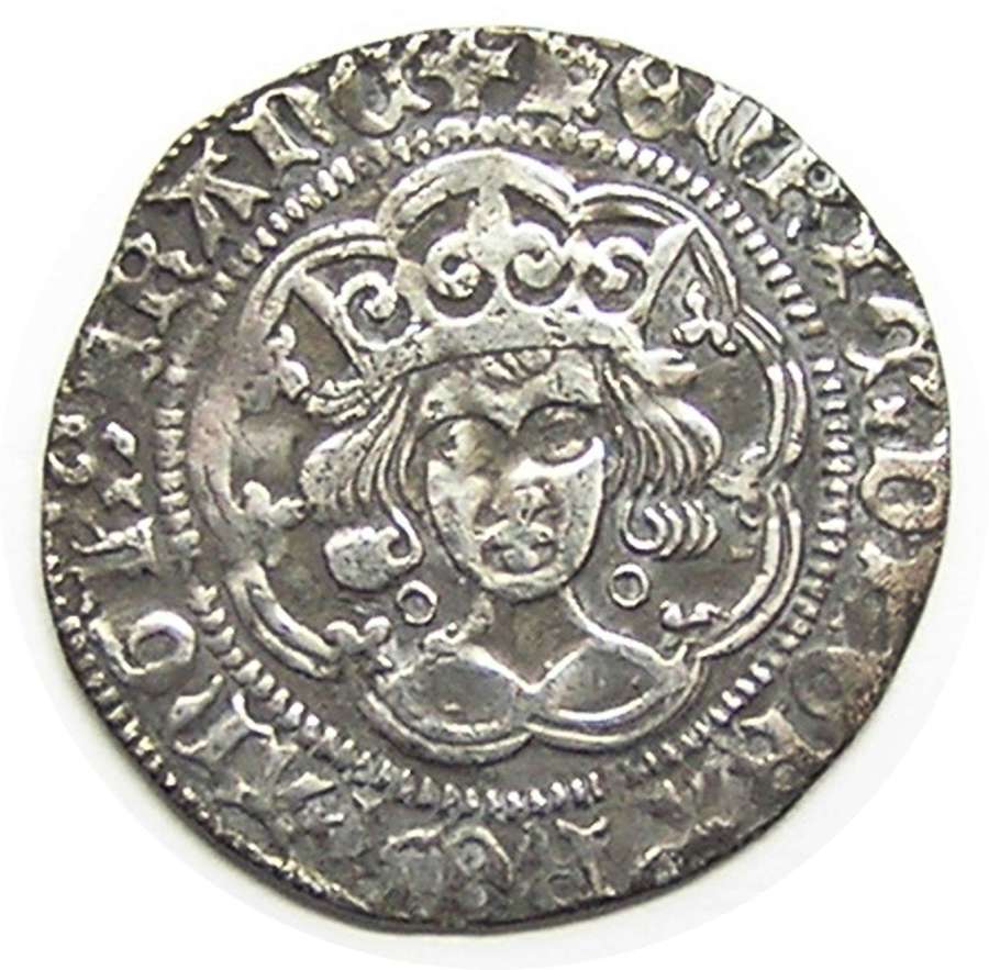 Medieval silver groat of king Henry VI Calais Joan of Arc period
