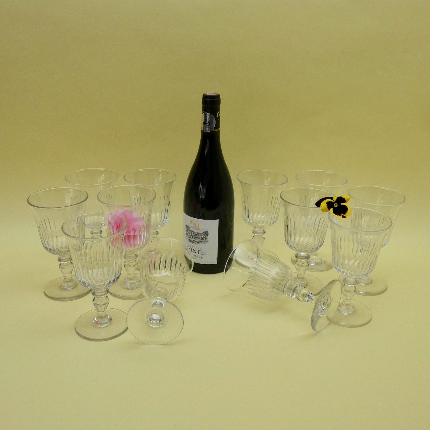 Large set of crystal wine glasses