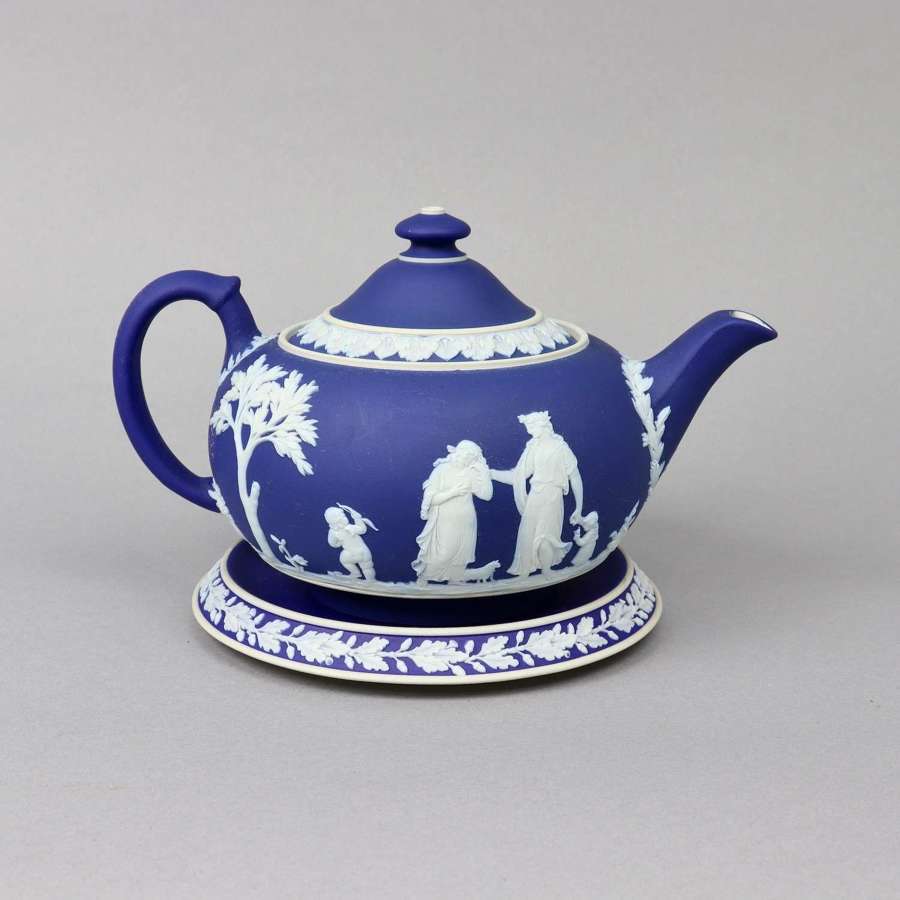 Wedgwood Blue Jasper Teapot and Stand