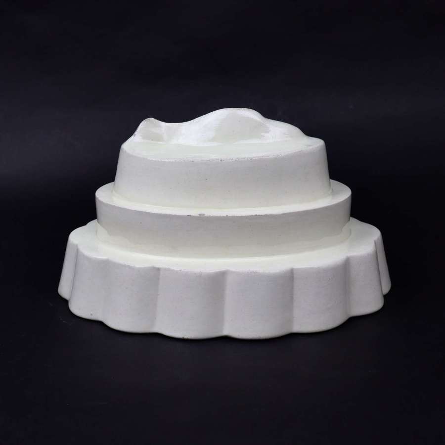 Three Tiered Creamware Mould with Fish to Base