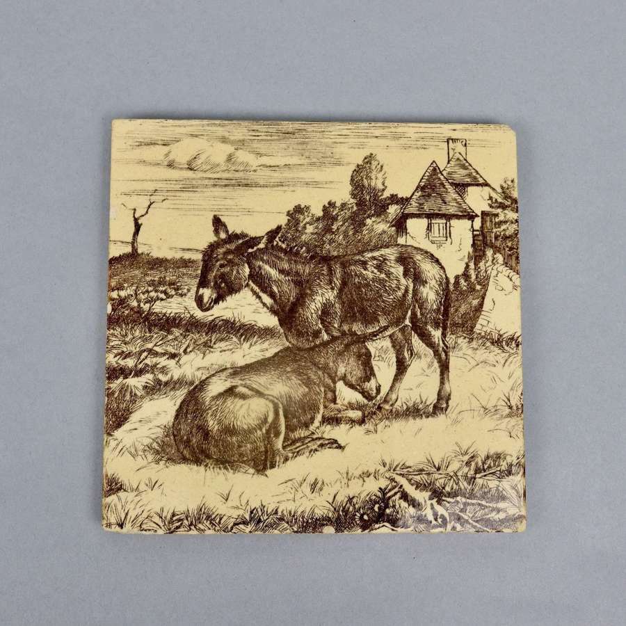 Minton Tile, Rural Series depicting donkeys