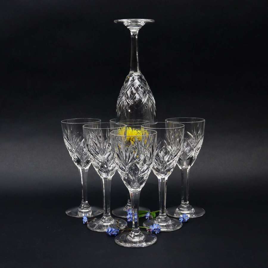 St. Louis Crystal Red Wine Glasses. Chantilly Pattern