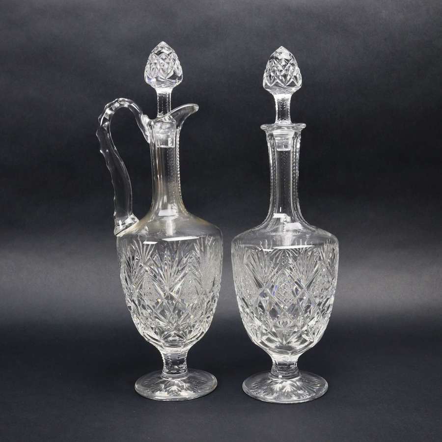 French Crystal Wine Decanter and Water Ewer