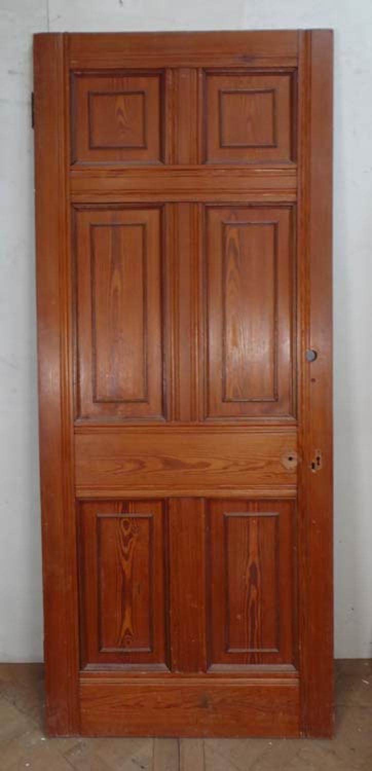 DB0422 VICTORIAN ARTS & CRAFTS STYLE SIX PANELLED PITCH PINE DOOR