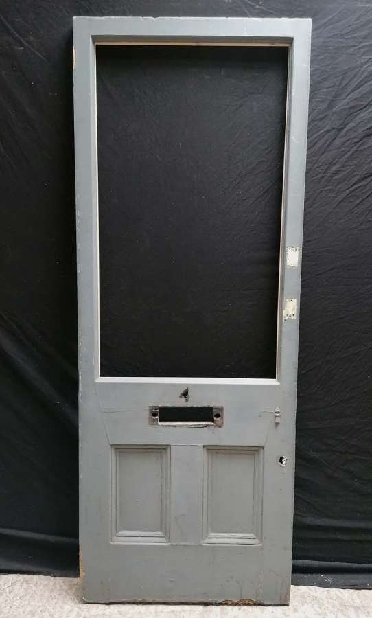 DE0893 RECLAIMED ORIGINAL VICTORIAN PINE FRONT DOOR FOR GLAZING