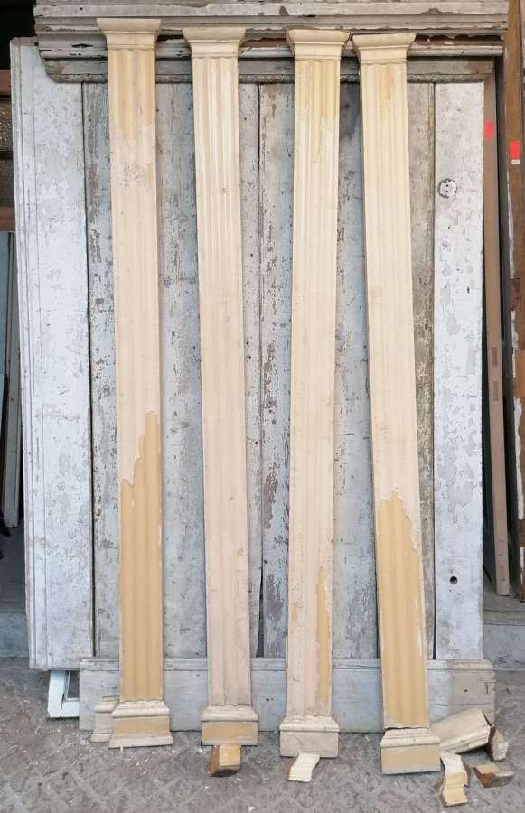 M1655 FOUR RECLAIMED WOODEN PAINTED PILASTERS C.1930s