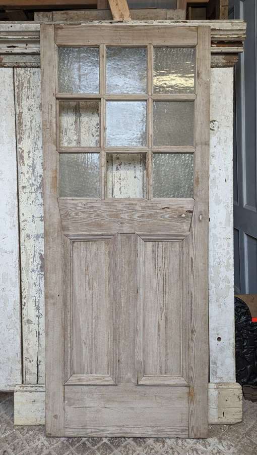 DI0803 RECLAIMED EDWARDIAN PITCH PINE GLAZED INTERNAL DOOR