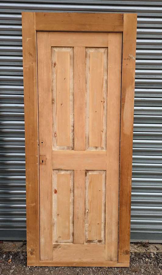 CS0097 A RECLAIMED STRIPPED PINE VICTORIAN CUPBOARD DOOR AND FRAME