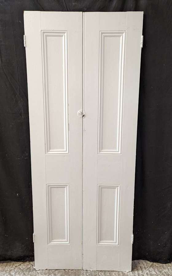 CS0100 A PAIR OF RECLAIMED VICTORIAN SLIM PINE CUPBOARD DOORS