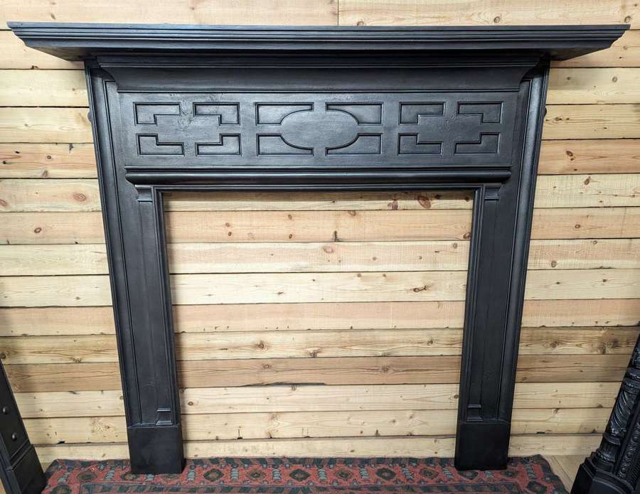 FS0330 A VERY LARGE ELEGANT RECLAIMED CAST IRON FIRE SURROUND C.1900