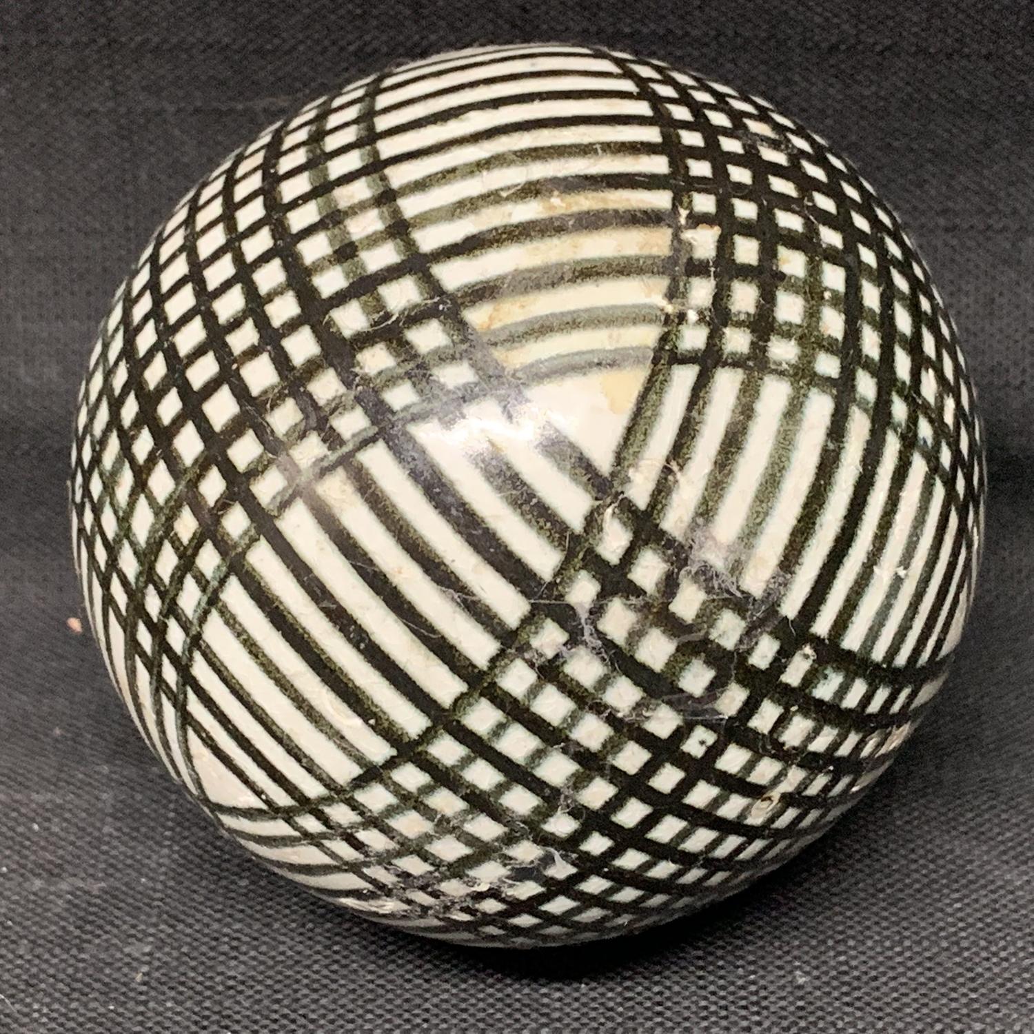 Victorian Ceramic Black Striped Scottish Carpet Ball 1860