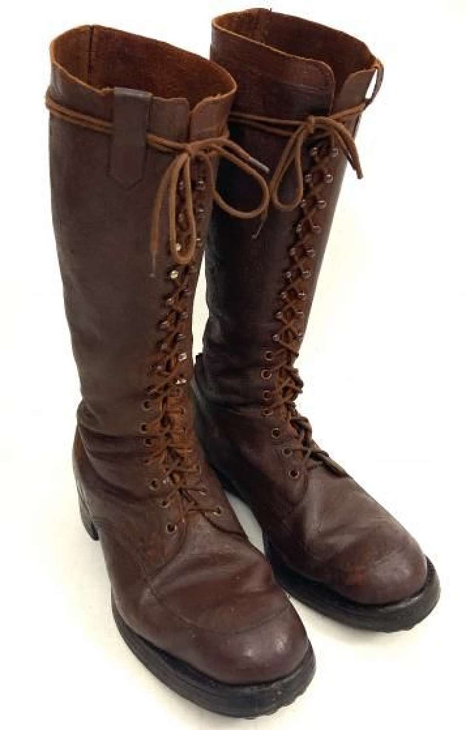 Original Great War Period Full Lacing Field Boots - Size 9
