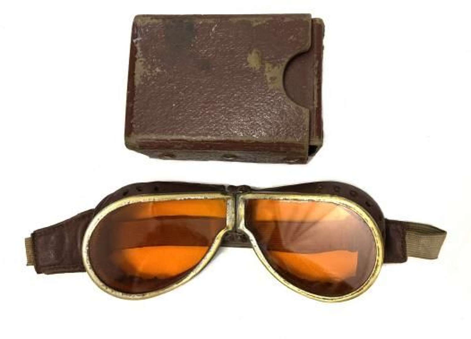 Original WW2 British Army MT Goggles and Case - Tinted Lenses