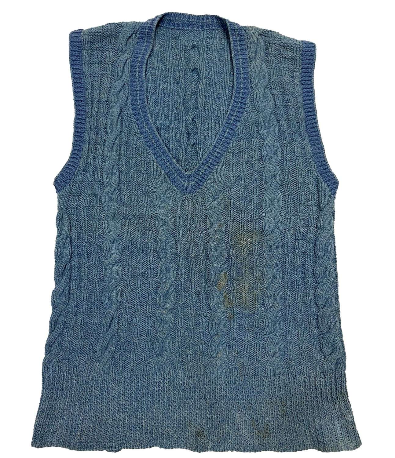 Original c.1940s Men's Blue Wool Sleeves Jumper - Large