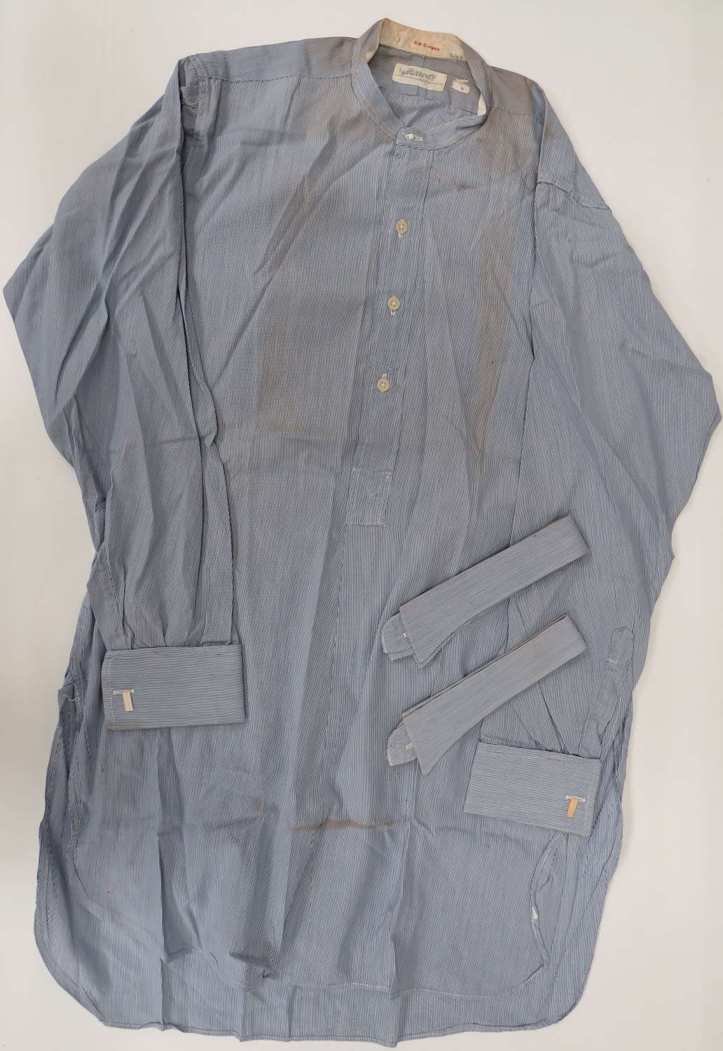 Interwar R.A.F / Civilian Blue Collarless Shirt and loose collars