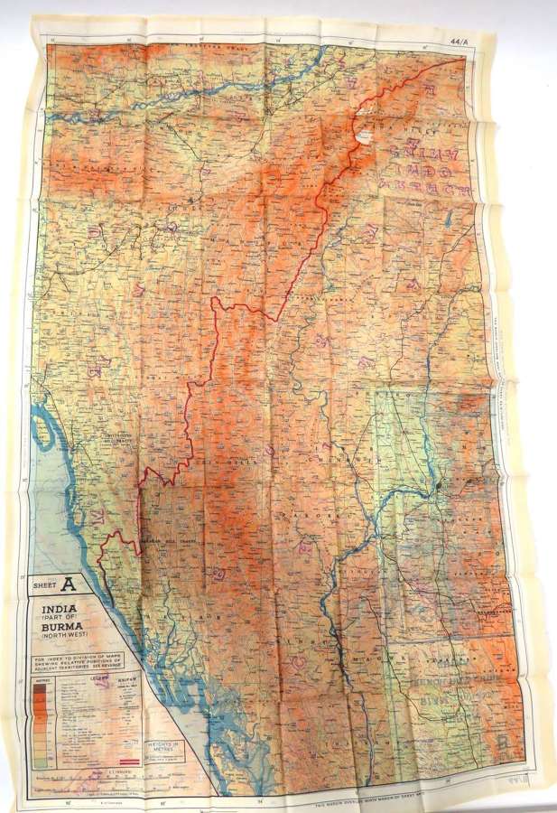WW2 R.A.F Far East Double Sided Silk Map Of Burma and India