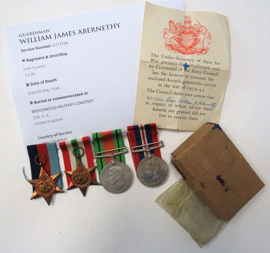 WW2 Irish Guards Casualty Medal Group . Interesting History