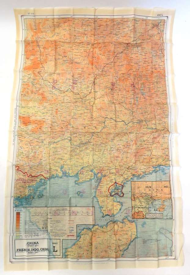 WW2 R.A.F Far East Double Sided Silk Map Of French Indo China