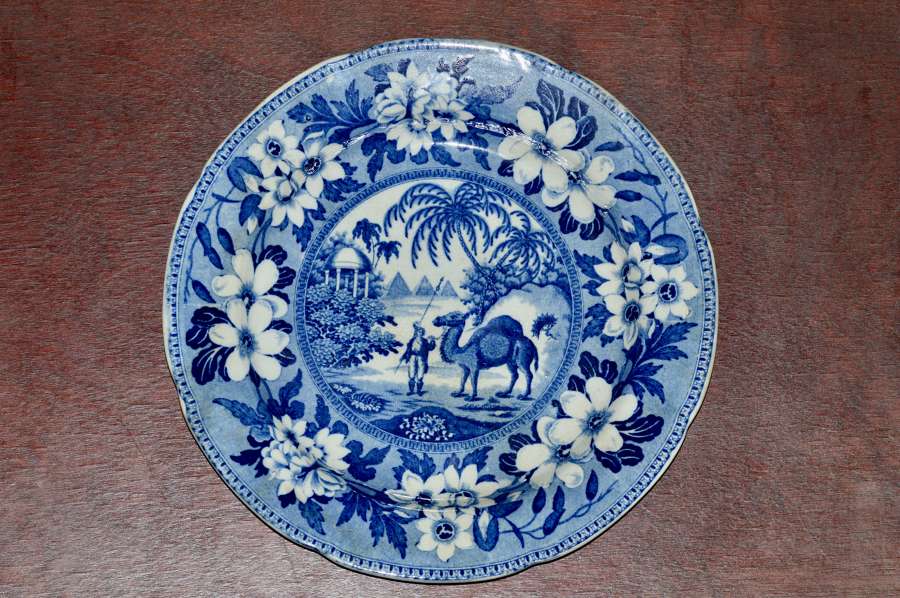 Rare - Riley Dromedary Dessert Plate - c1820's - Blue and White