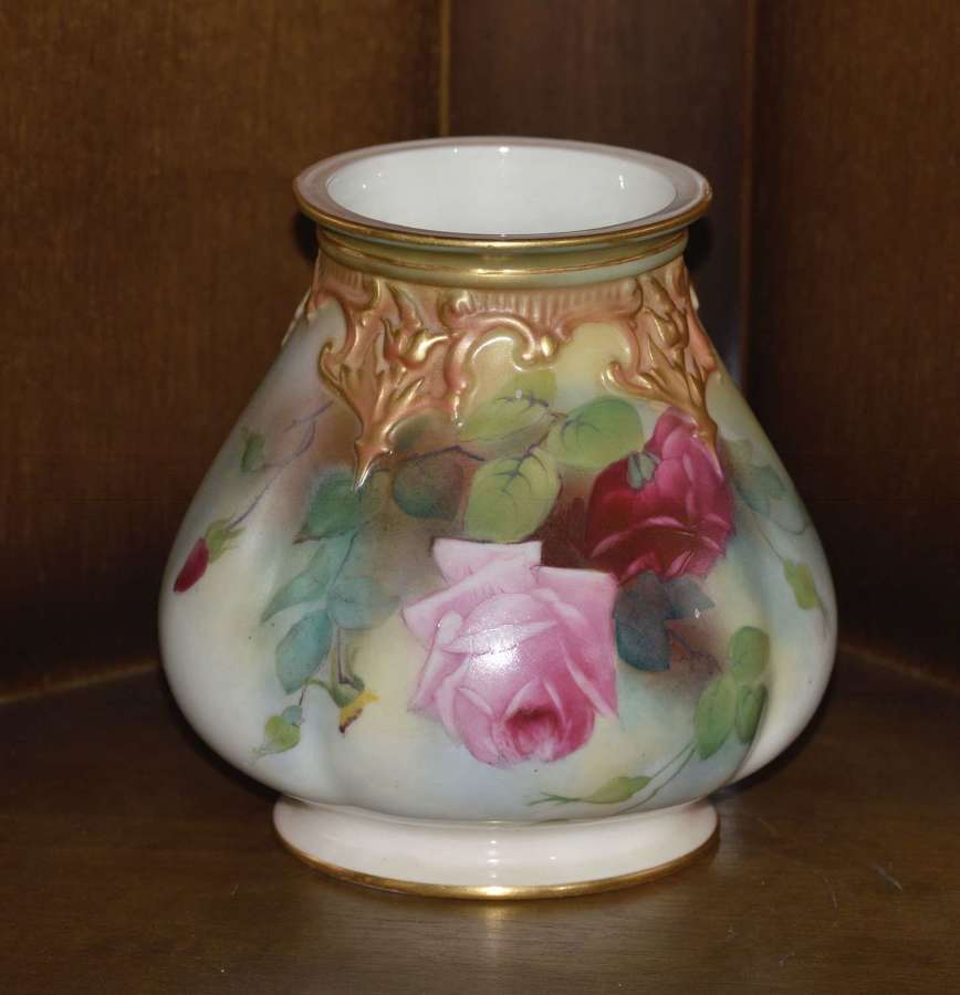 Royal Worcester 1911 Hand Painted Potpourri Vase 'Roses' Without Cover