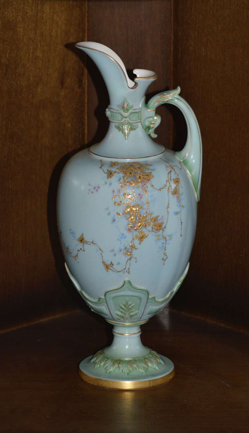 Royal Worcester 1896 Hand Painted 'Robin Eggs Blue' Porcelain Ewer