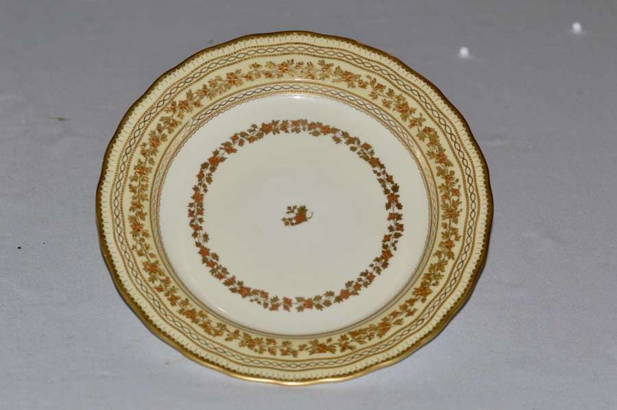1889 Derby Plate with Gold Running Garland within Pale Yellow Borders