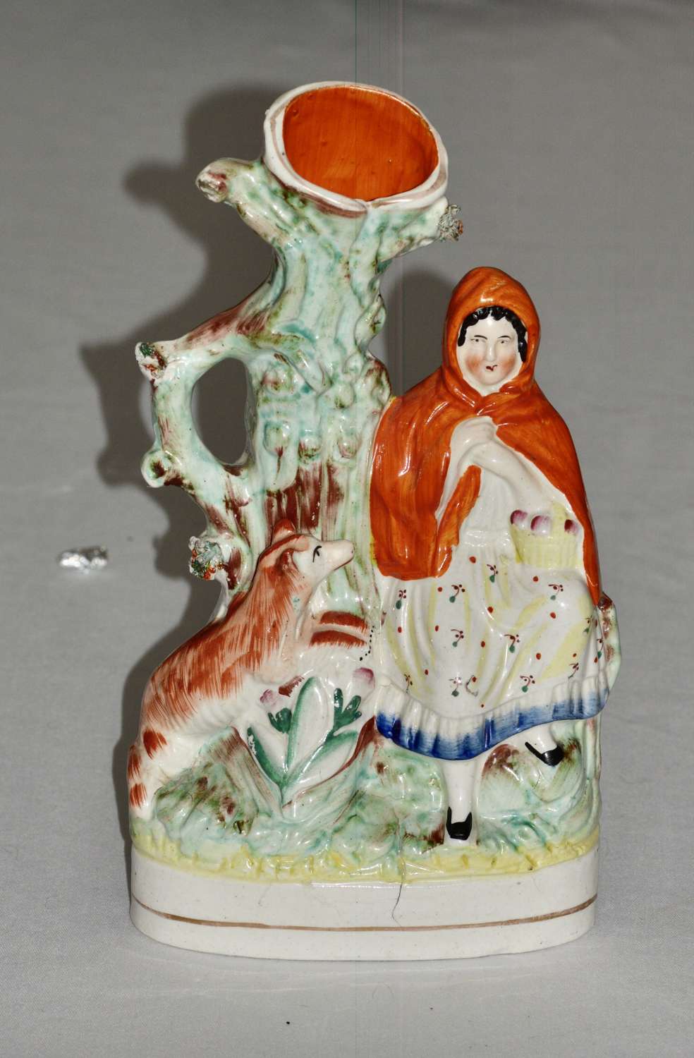 A Large Victorian Staffordshire Spill Vase - Little Red Riding Hood