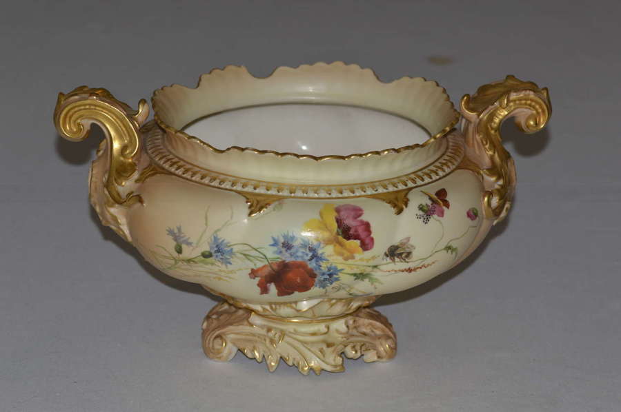 1905 Large Royal Worcester Blush Ivory Porcelain Twin Handled Vase