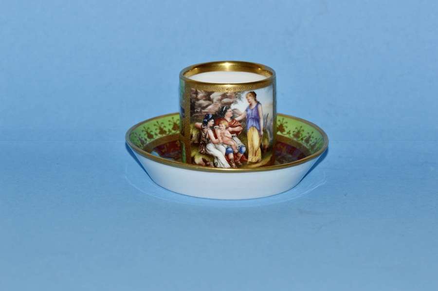 A 19th Century Meissen Green and Gilded Cup and Saucer,