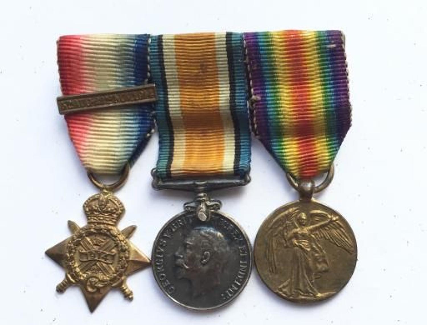 WW1 1914 Star Bar Trio of Miniature Medals.