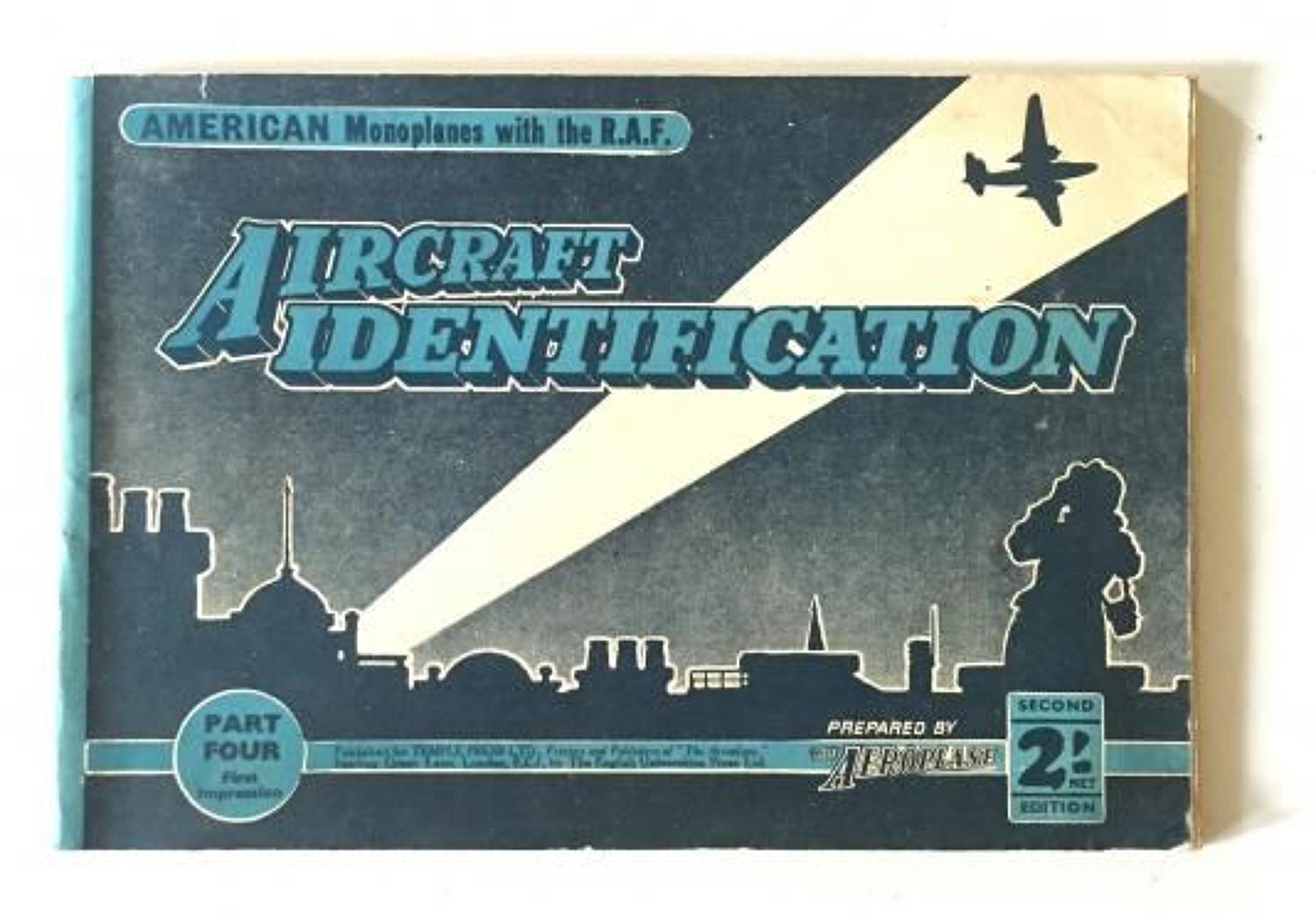 WW2 Aircraft Identification Booklet No.4 American Monoplanes in the RA