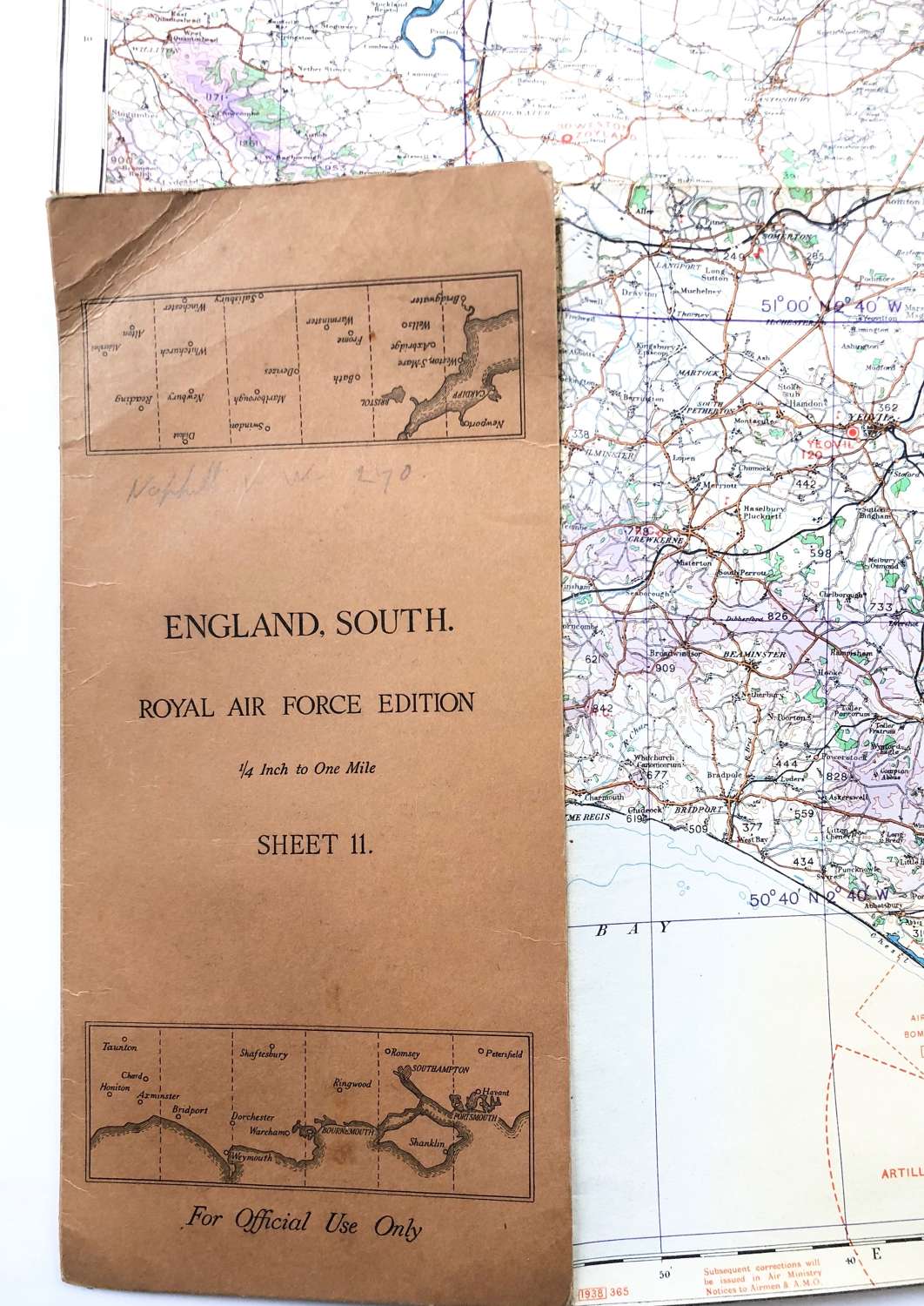 WW2 RAF Battle of Britain Period South Coast Flying Map.