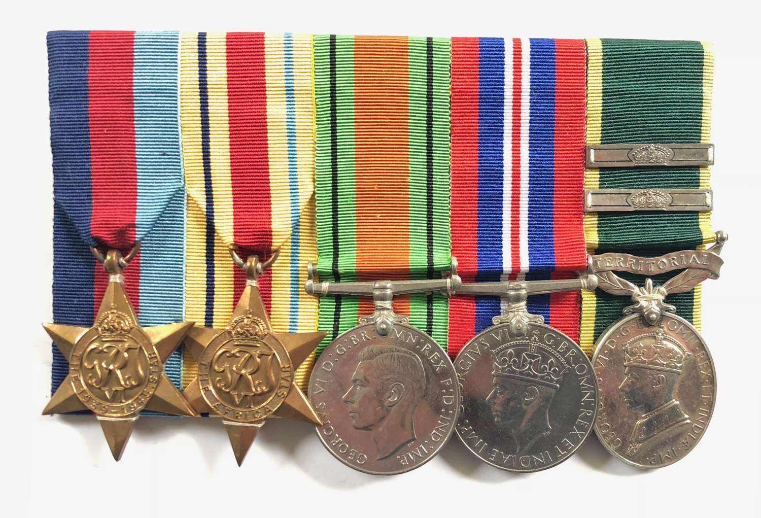 WW2 Royal Artillery Territorial Efficiency Medal With Two Clasps Group