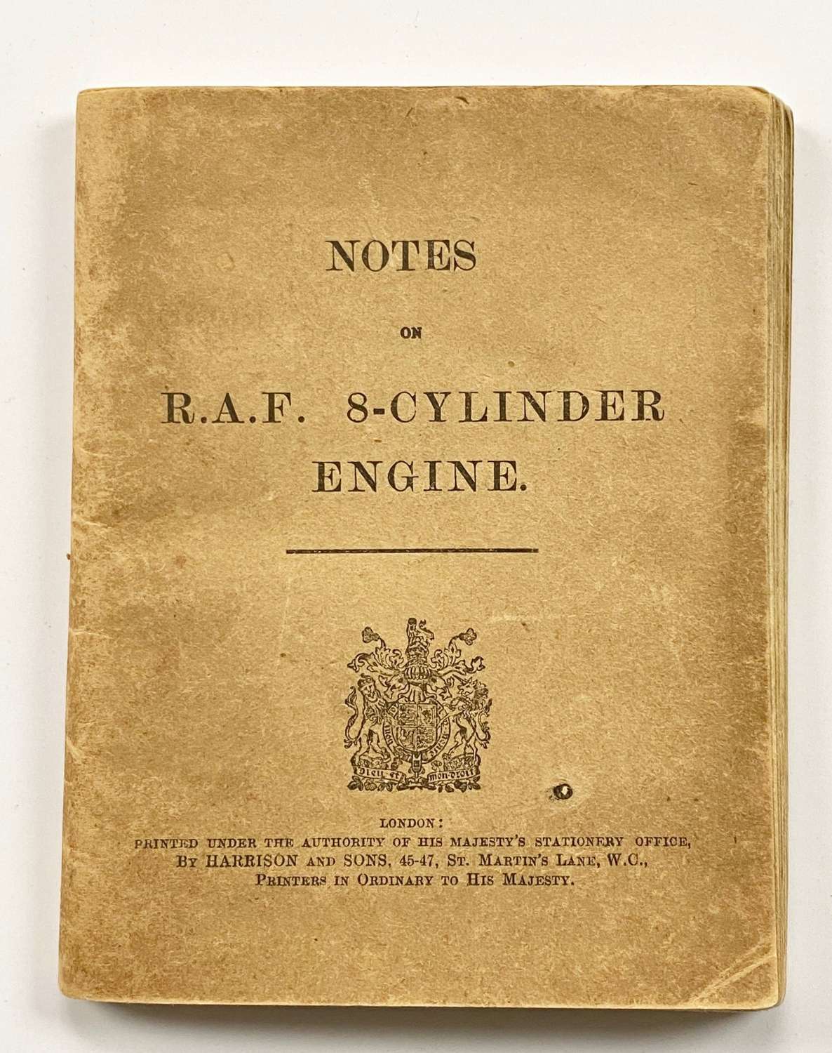 WW1 RFC / RNAS 1916 Notes for the RAF 8 Cylinder Aircraft Engine.