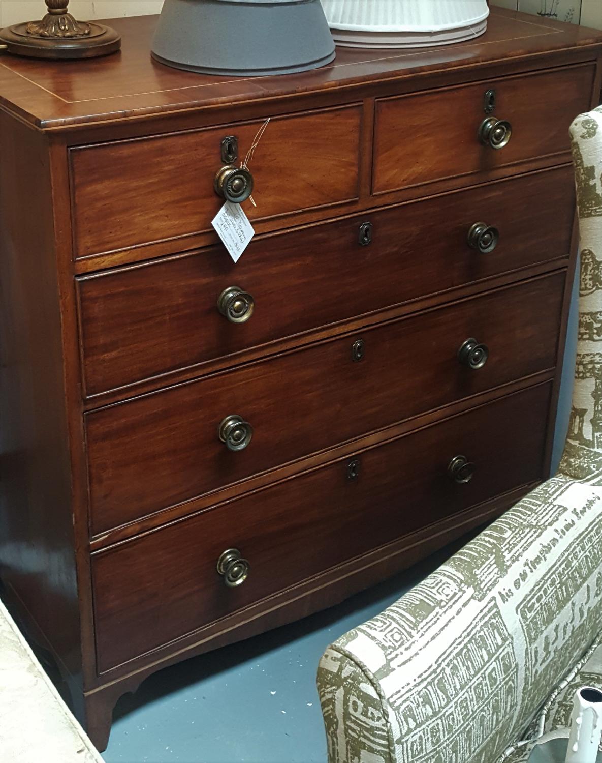 19thC mahogany inlaid chest of drawers