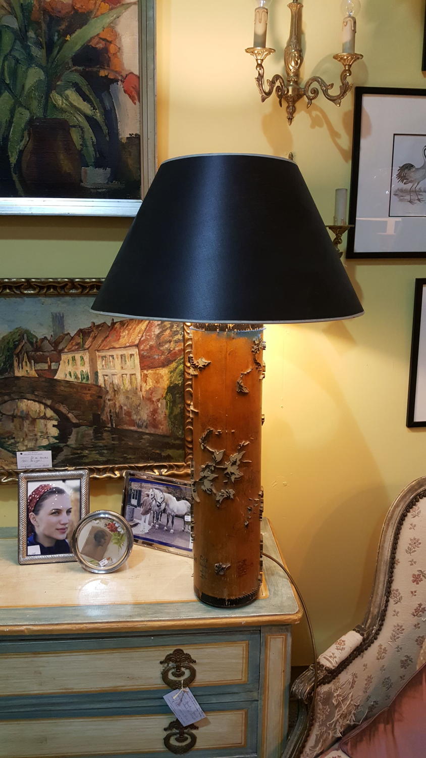 Vintage wallpaper roller lamp base