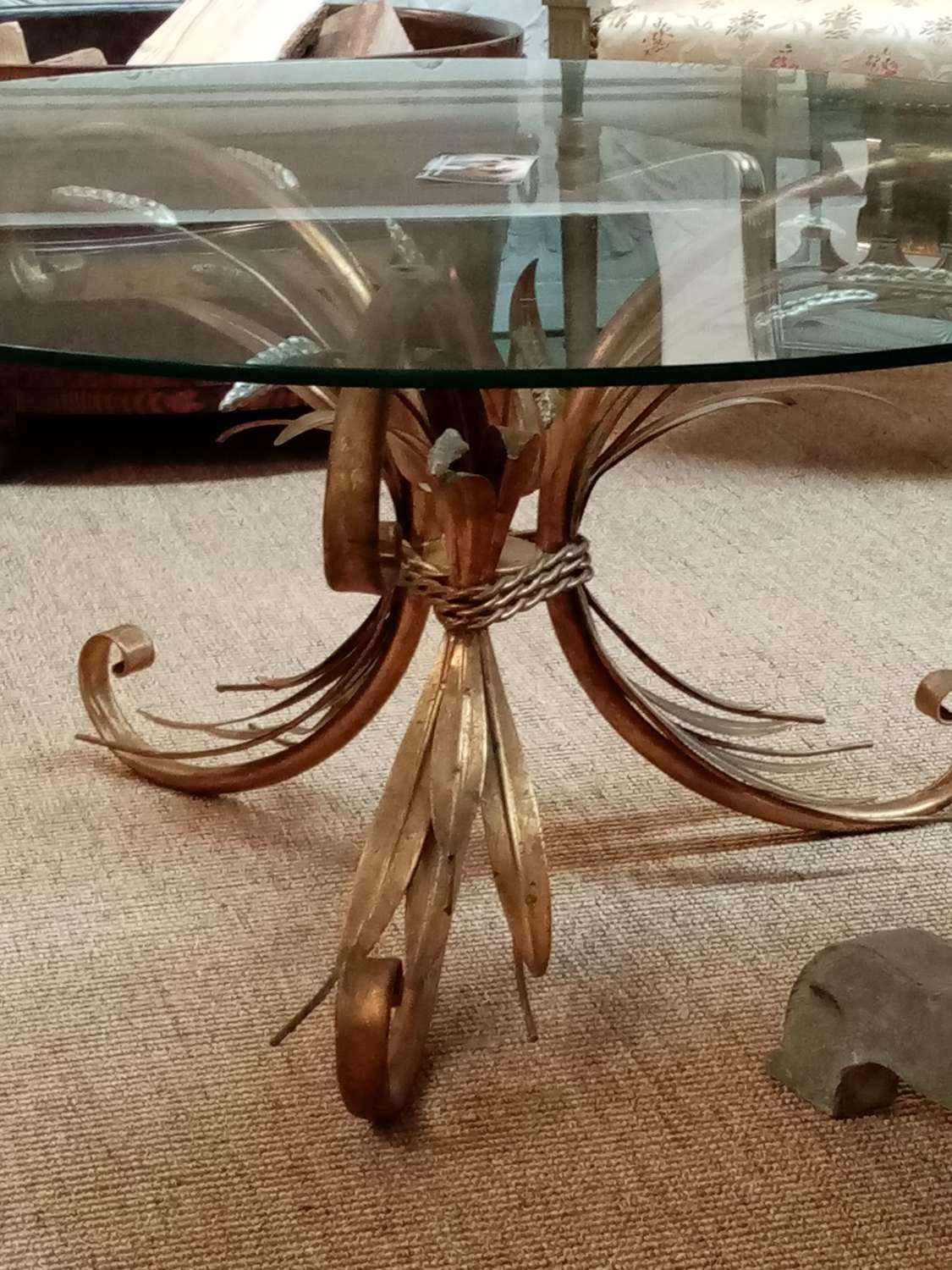Mid century French sheaf of wheat occasional table