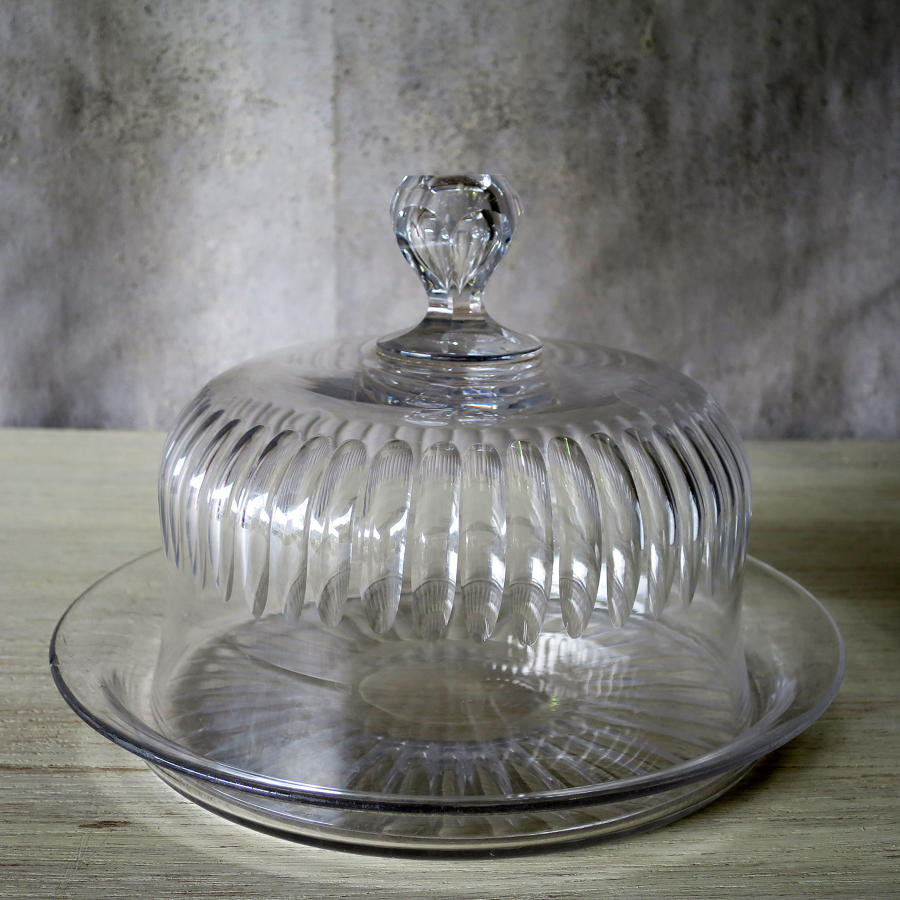 French Crystal Cheese Dome with underplate - circa 1920