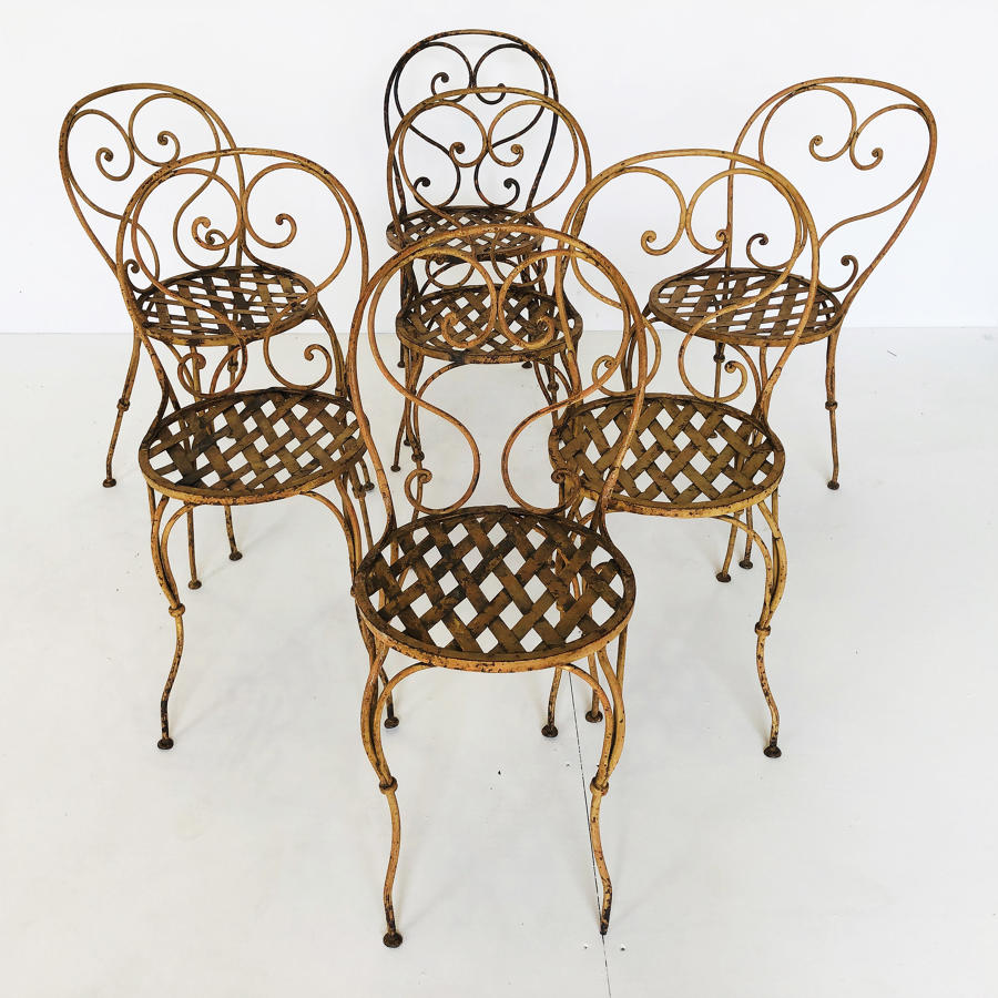 Set of 7 Italain Iron Garden Chairs - circa 1890