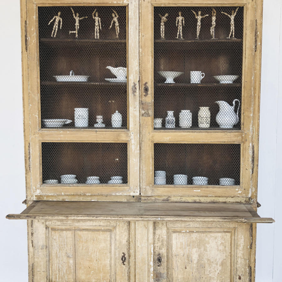 French 18th c Cupboard with original Mesh & Paint - circa 1770