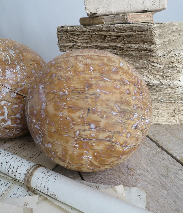 Pair of old wooden Balls