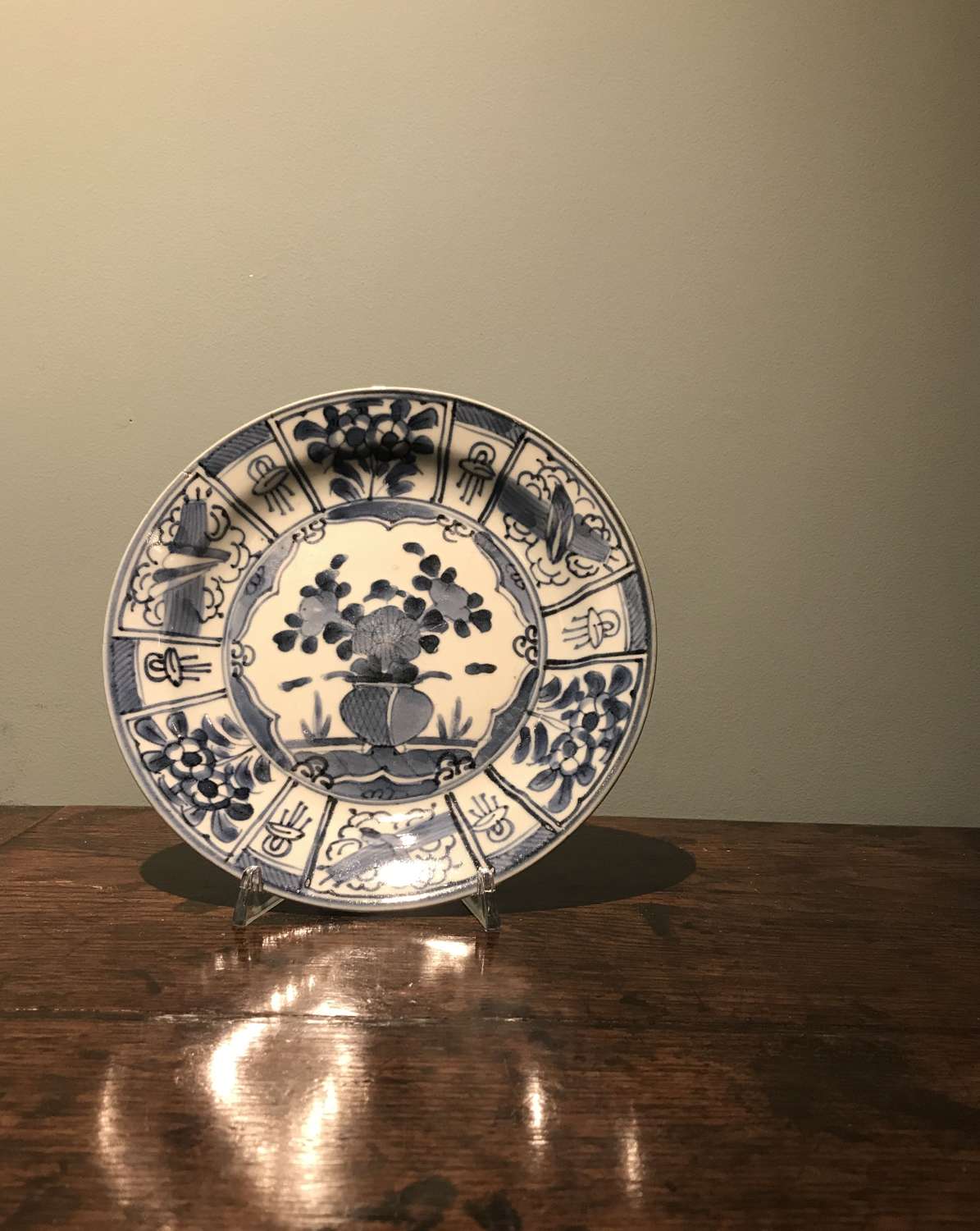 17th c. Genroku period blue and white plate in Kraak style c. 1680