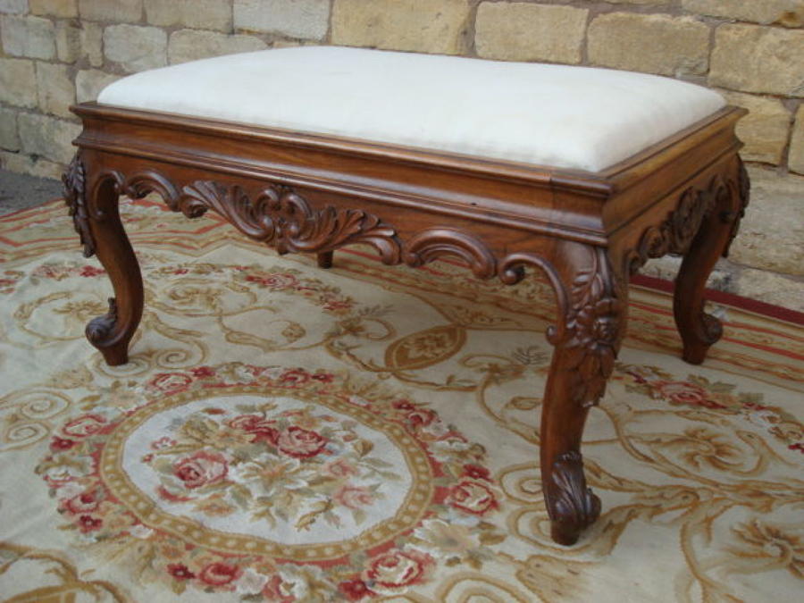 C19th carved colonial large stool