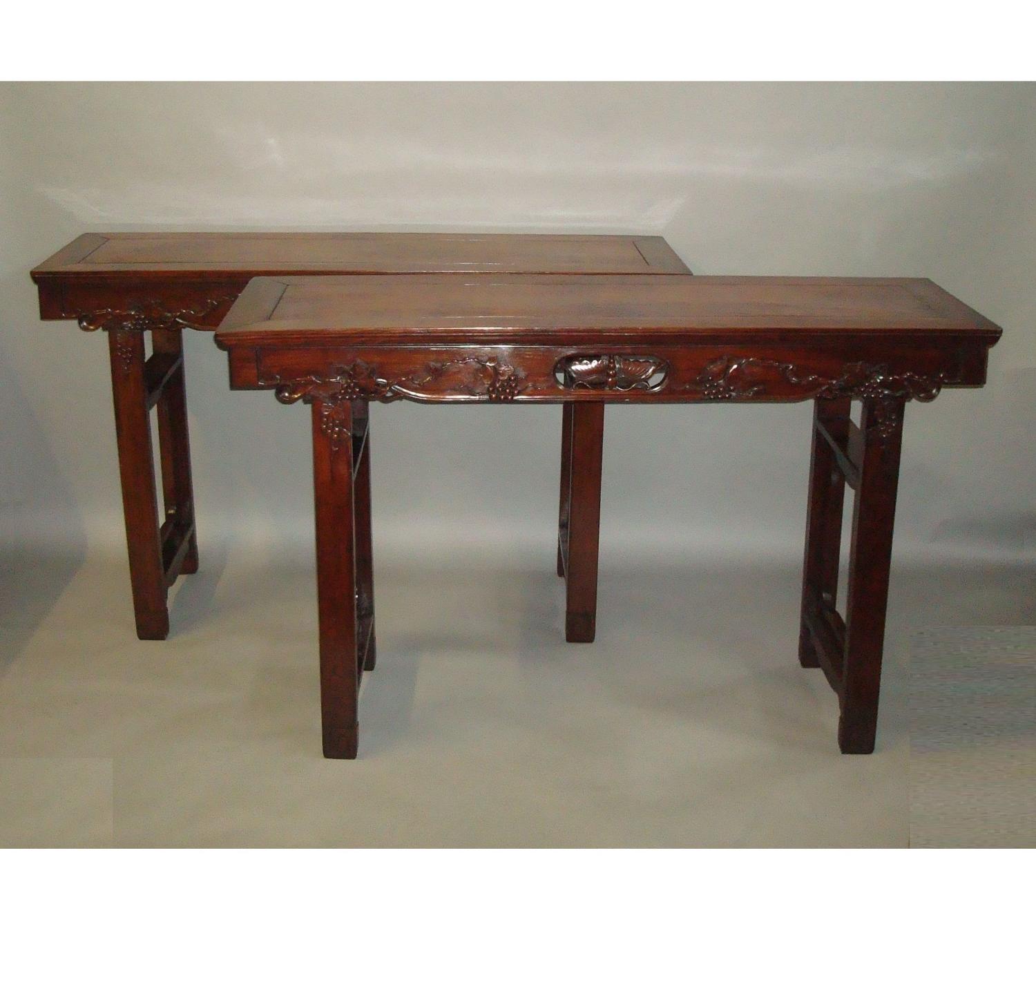 19th century pair of Chinese Hongmu alter tables